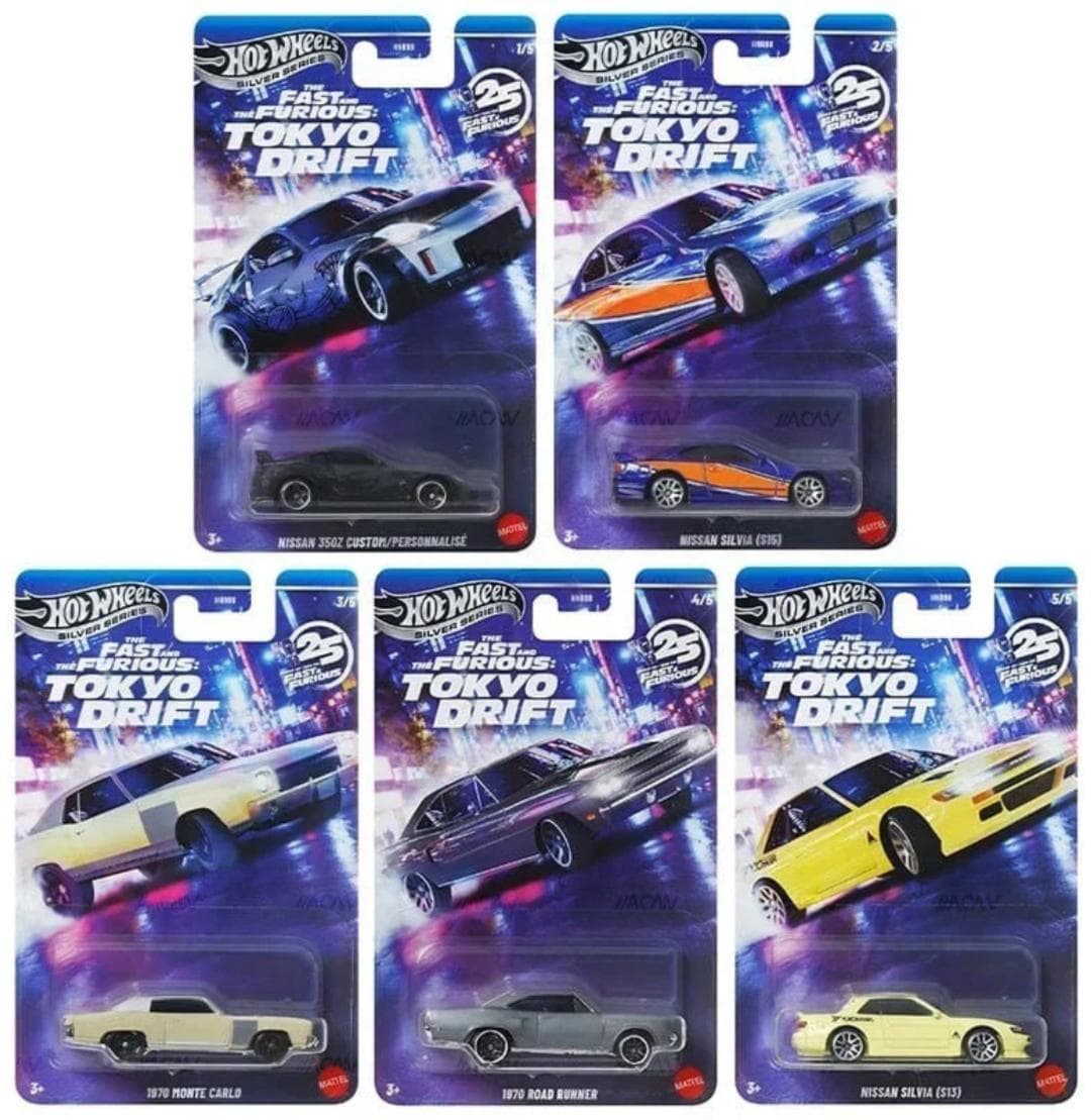 HOT WHEELS SILVER SERIES 1:64  TOKYO DRIFT SET OF 5  - Image 1
