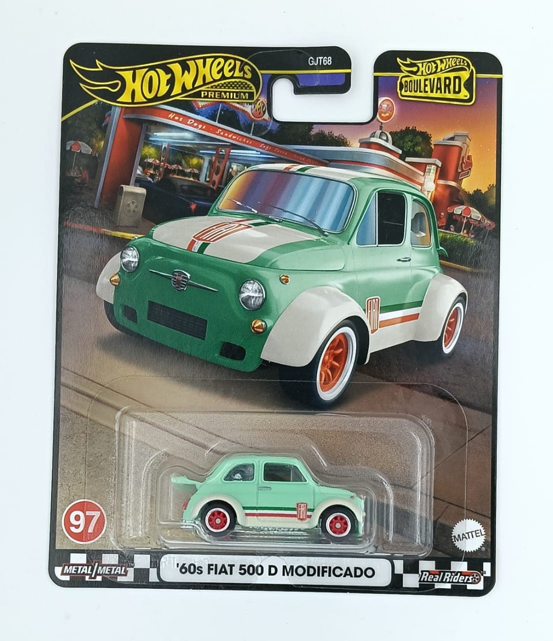 Hot Wheels Premium 1:64 '60s FIAT 500 D MODIFICADO BOULEVARD #97 - Image 1