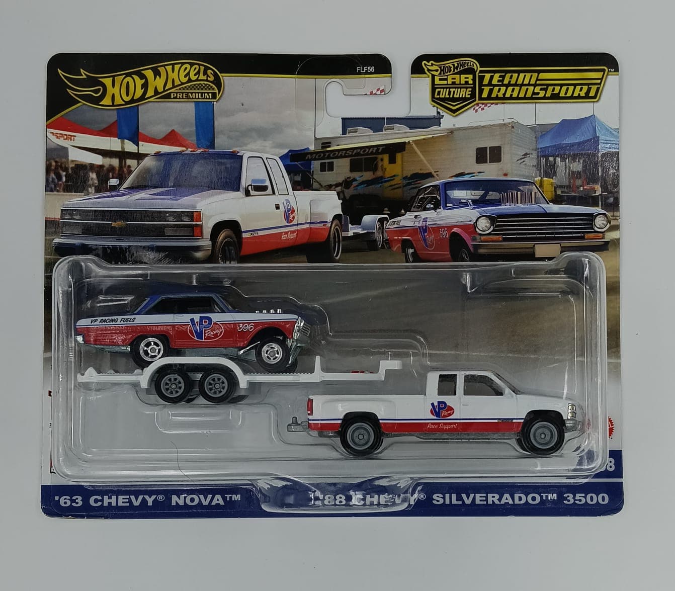 HOT WHEELS TEAM TRANSPORT '63 CHEVY NOVA - '88 CHEVY SILVERADO 3500 CAR CULTURE #68 - Image 1