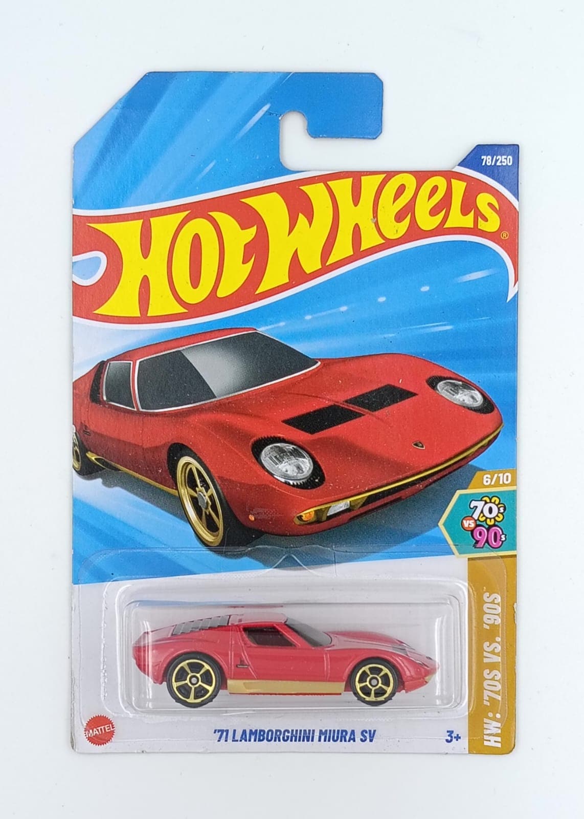HOT WHEELS MAIN LINE IMPORTED CARD '71 LAMBORGHINI MIURA SV - Image 1