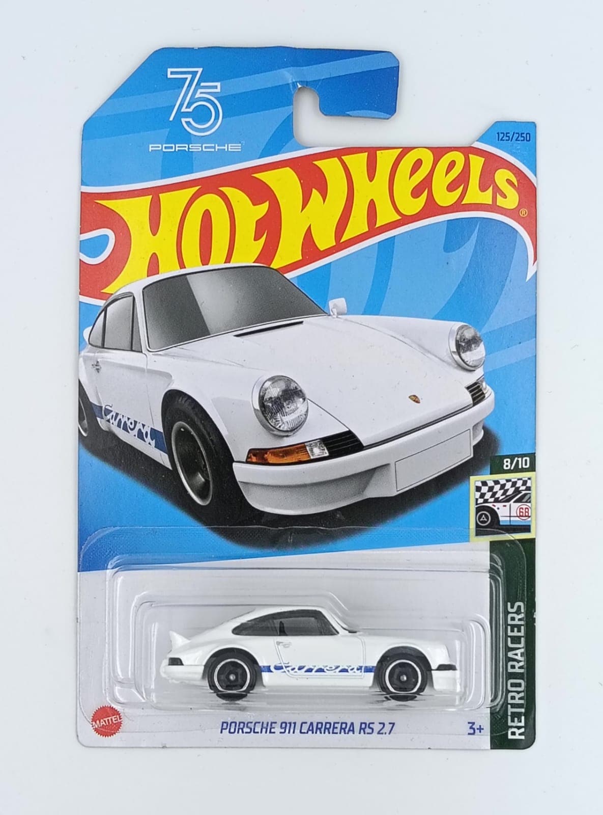 HOT WHEELS MAIN LINE IMPORTED CARD ORANGE/YELLOW/WHITE COLOUR MAY VARY PORSCHE 911 CARRERA RS 2.7 - Image 1