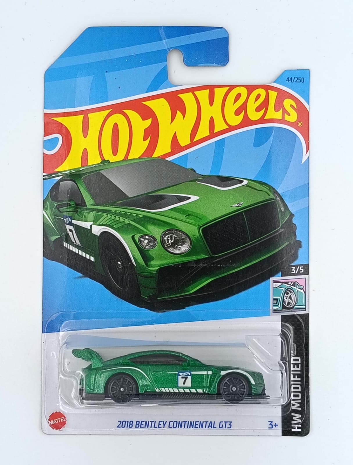 HOT WHEELS MAIN LINE IMPORTED CARD 2018 BENTLEY CONTINENTAL GT3 - Image 1