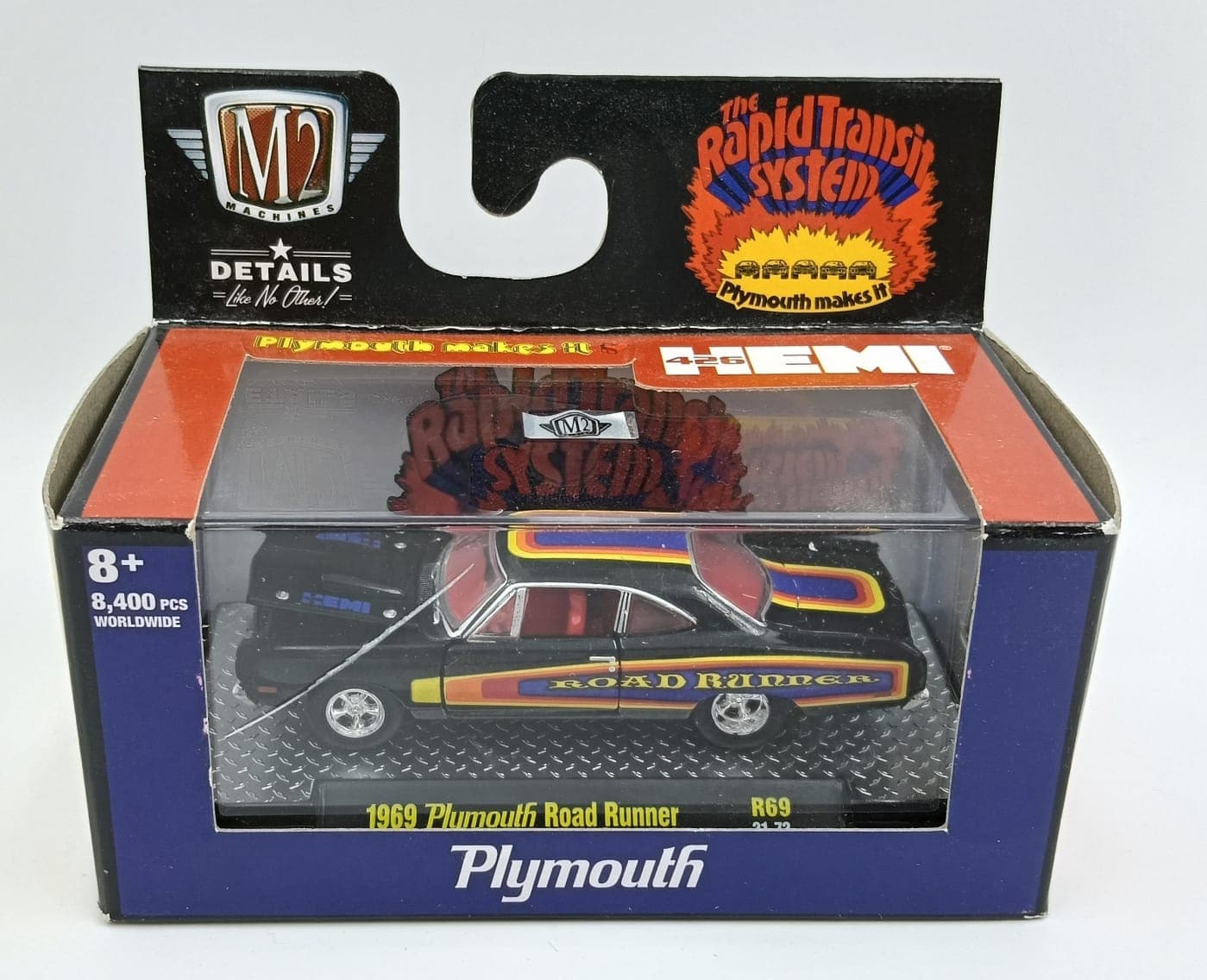 M2 MACHINES ACRYLIC BOX 1969 Plymouth Road Runner 8,400 Pieces Worldwide - Image 1