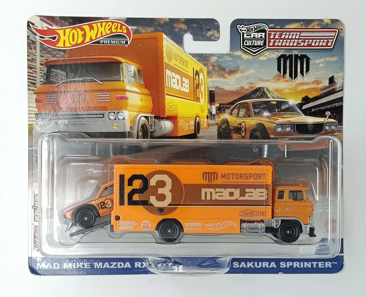 HOT WHEELS TEAM TRANSPORT MAD MIKE MAZDA RX-3 GT - SAKURA SPRINTER #58 - Image 1