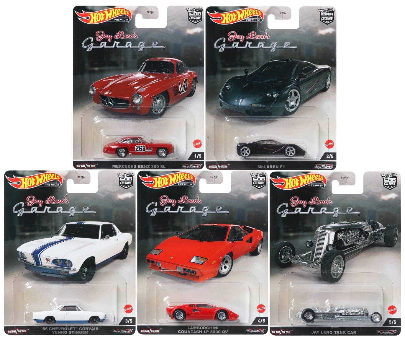 HOT WHEELS PREMIUM 1:64 JAY LENO'S GARAGE SET OF 5 - Image 1