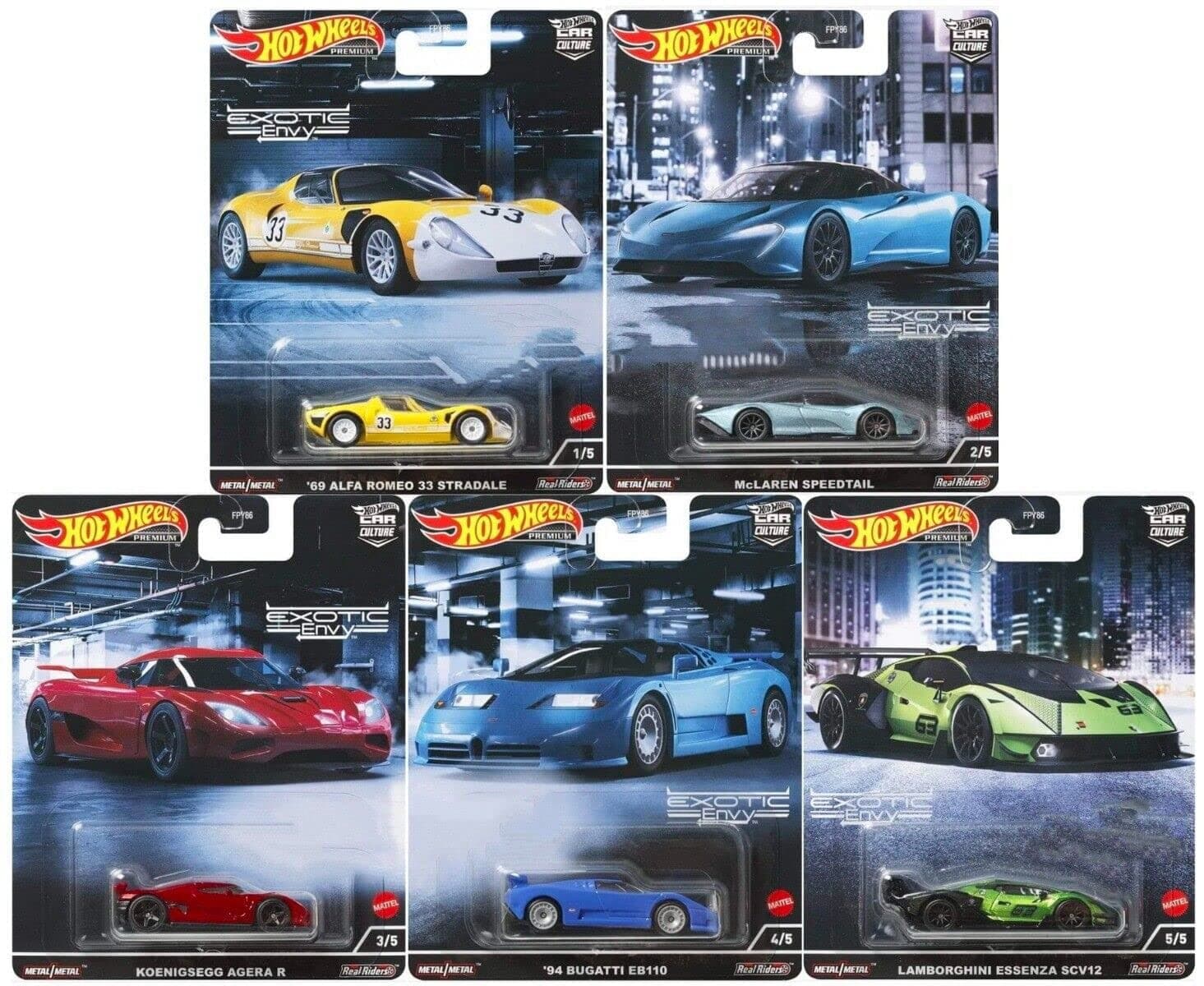 HOT WHEELS PREMIUM 1:64 EXOTIC ENVYS SET OF 5 - Image 1